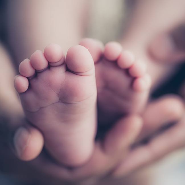 Closeup of infant's feet
