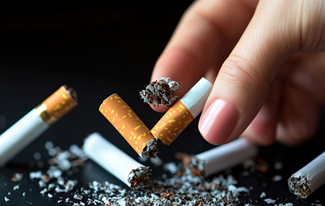 Person putting out a cigarette