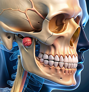 Illustration of the bones inside a person's head