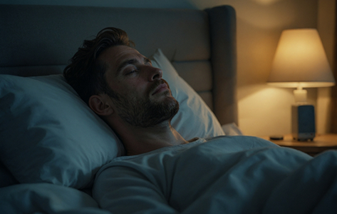 Man sleeping soundly on his back