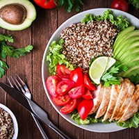 Colorful salad photographed from above