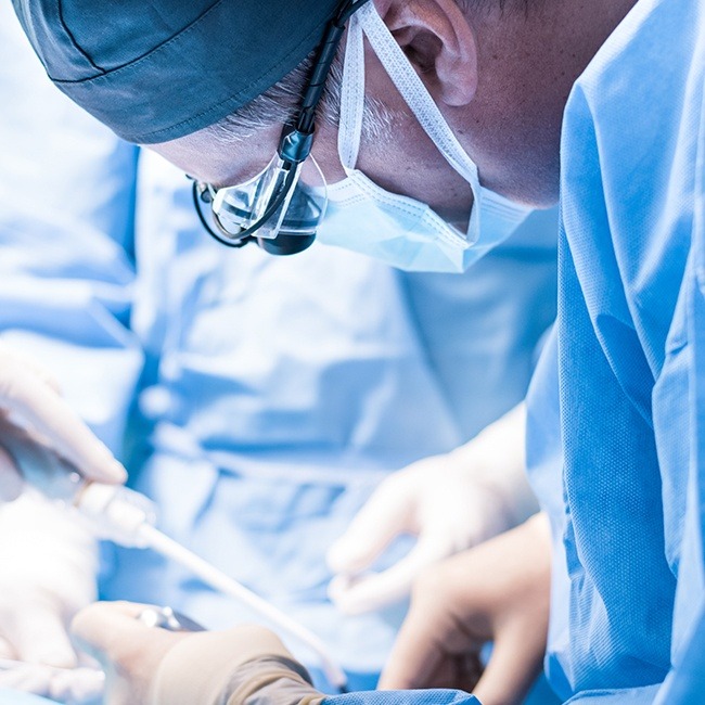 Patient receiving oral surgery