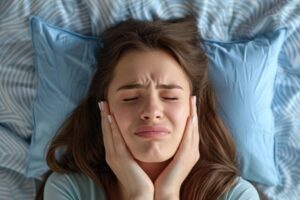 Woman suffering from painful TMD symptoms